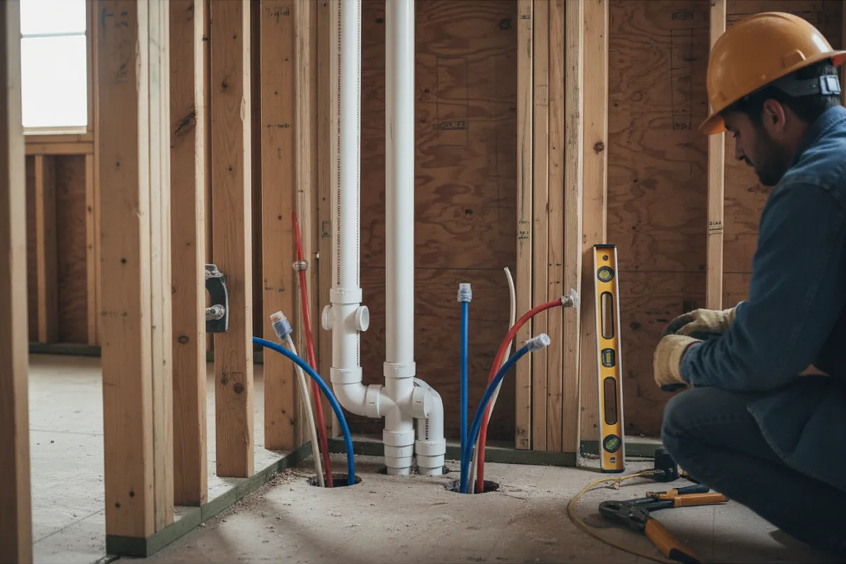 Drain and supply rough-in during Toilet Repair and Installation in Glenview